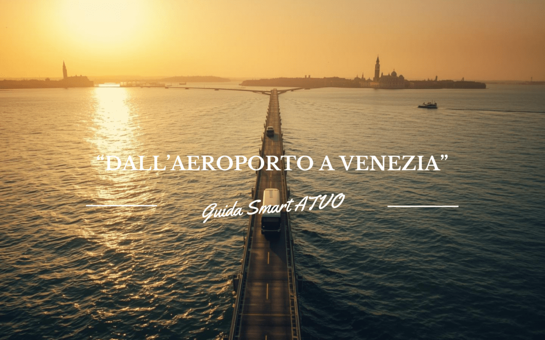 Trasferimento Aeroporto Venezia bus ATVO attraversa il Ponte della Libertà verso lo skyline
